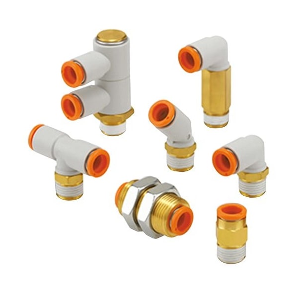 Smc Tube Elbow, Push to Connect Male Elbow, 1/4 in. Tubing, 10-32UNF Tubing KQ2L07-32N - main